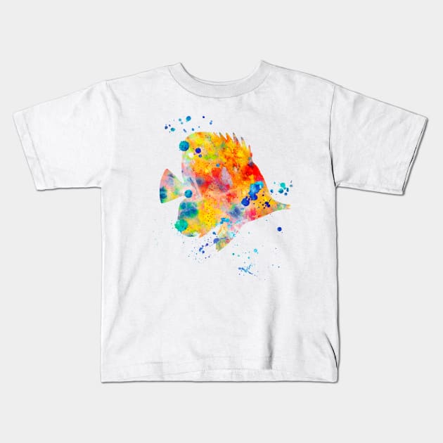 Butterfly Fish Watercolor Painting Kids T-Shirt by Miao Miao Design